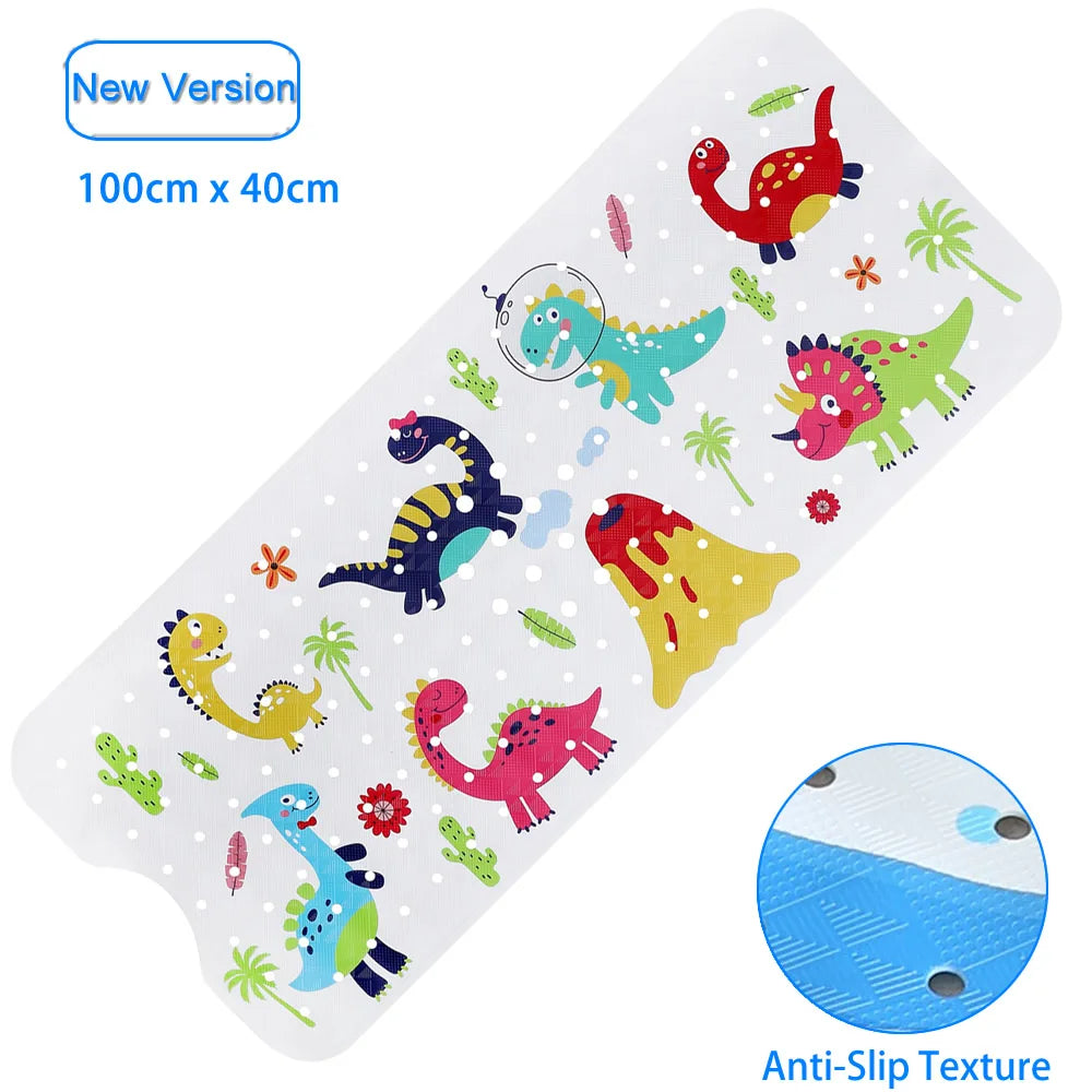 Large Cartoon PVC Bath Mat – Anti-Slip Shower & Bathtub Mat with Suction Cups, Soft Massage Pad for Kids & Elderly