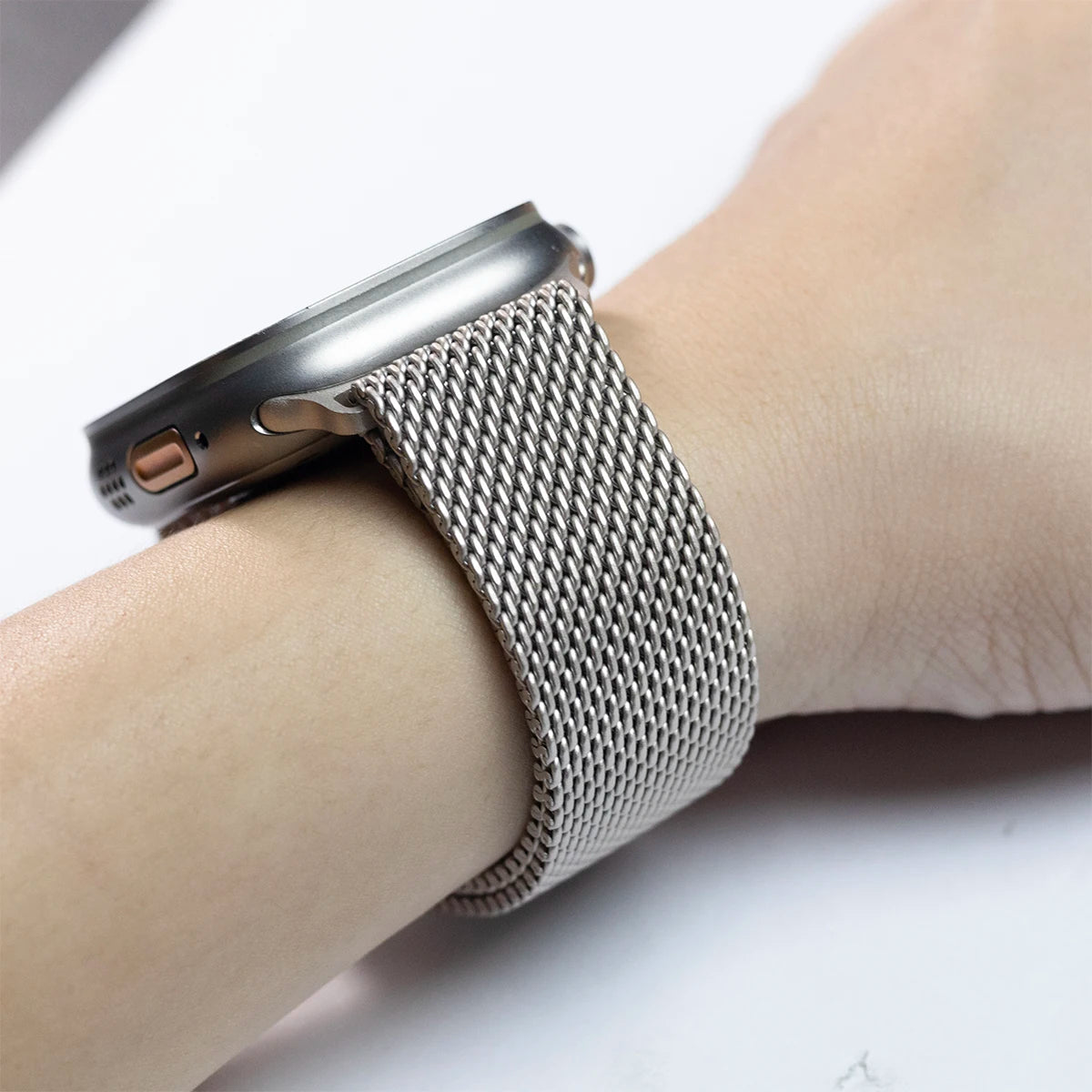 100% Titanium Milanese Loop Band for Apple Watch Ultra 2/1, Series 10–6, SE – iWatch Strap for 45mm 46mm 49mm Models
