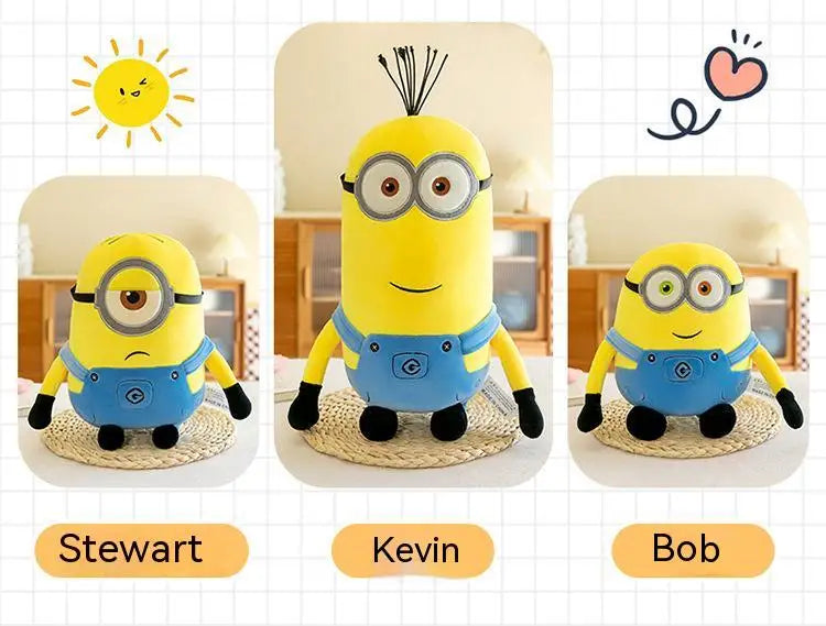 Cute Minions Plush Toy – Yellow Bob & Stuart Soft Dolls in Jeans, Perfect Christmas & Birthday Gift (1pcs)