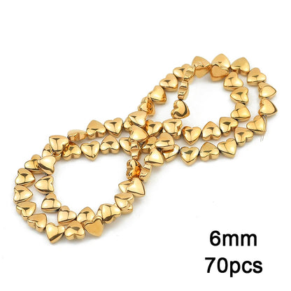 3A+ Retention Color Hematite Beads – Star & Heart Shapes, Gold-Plated Natural Stones for DIY Jewelry & Bracelets