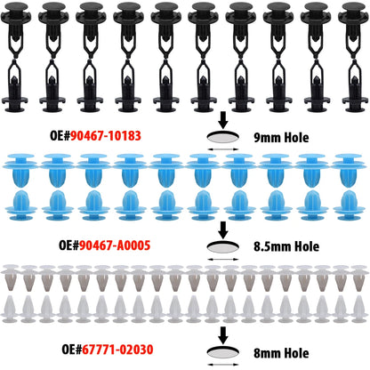 Erick’s Wiper 200-Pcs Auto Body Trim Clip Set – 9 Sizes Push Pin Rivets Bumper Retainers for Toyota Corolla, RAV4, Yaris, Prius, Lexus