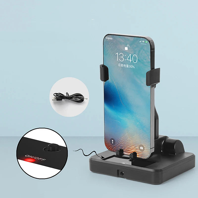 Automatic Swing Shaker Phone Stand – Desk Mute Mobile Holder for Pedometer Stepping and Brushing