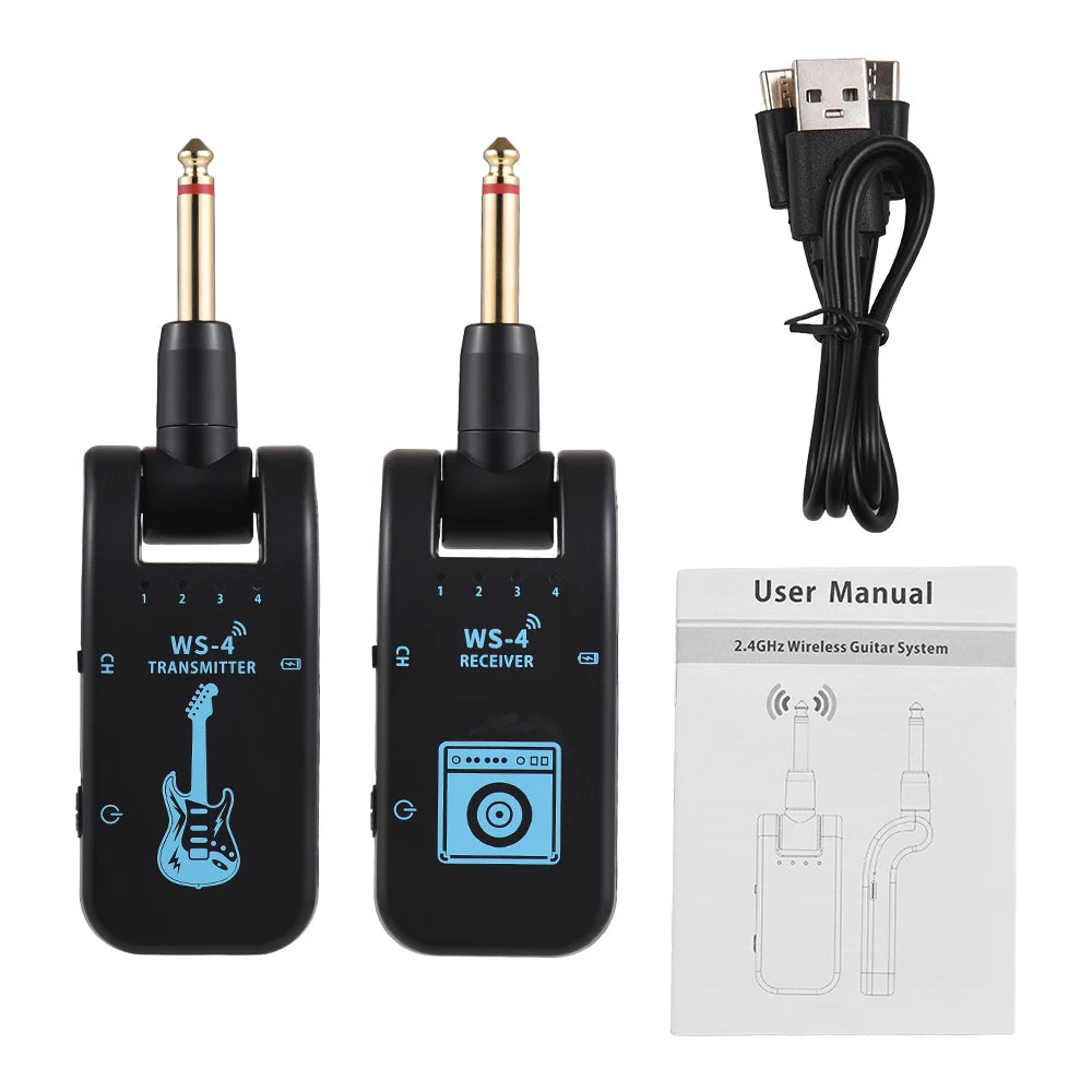 2.4G Wireless Guitar System – Transmitter & Receiver Set for Electric Guitar & Bass, 48K/16bit Real-Time Transmission