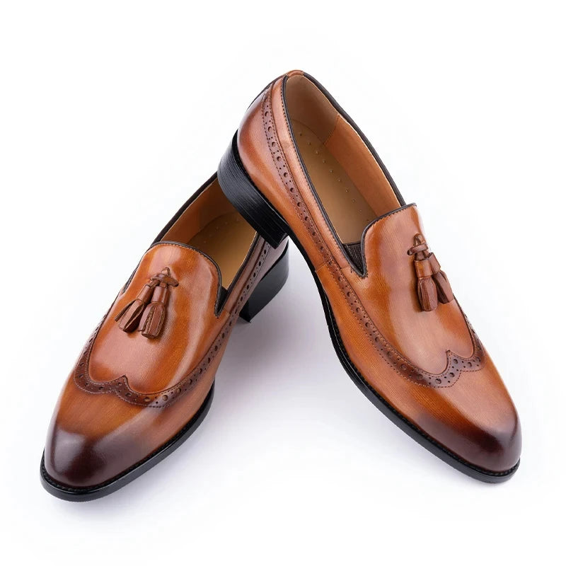 Men’s Genuine Cowhide Loafers – Handmade Slip-On Dress Shoes for Business, Wedding & Casual Formal Wear