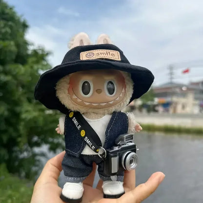 17cm Labubu Idol Dolls Clothes - Kpop EXO DIY Accessories, Cute Mini Plush FEAR Hoodie Se