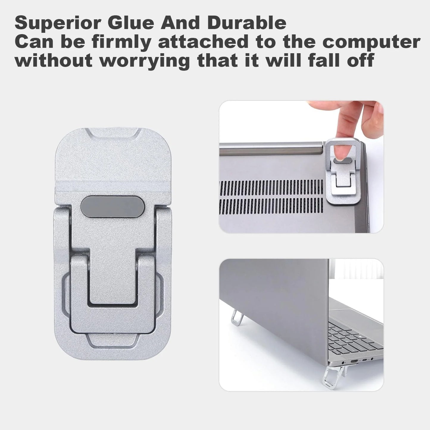 2PCS Mini Foldable Laptop Stand – Portable Adjustable Angle Self-Adhesive Invisible Notebook Riser for Laptop & Keyboard Support