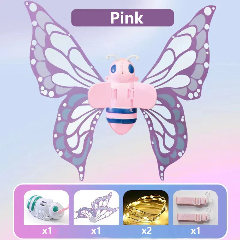 Electric Butterfly Fairy Wings with Lights — Moving Elf Angel Wings for Kids Cosplay & Dress Up