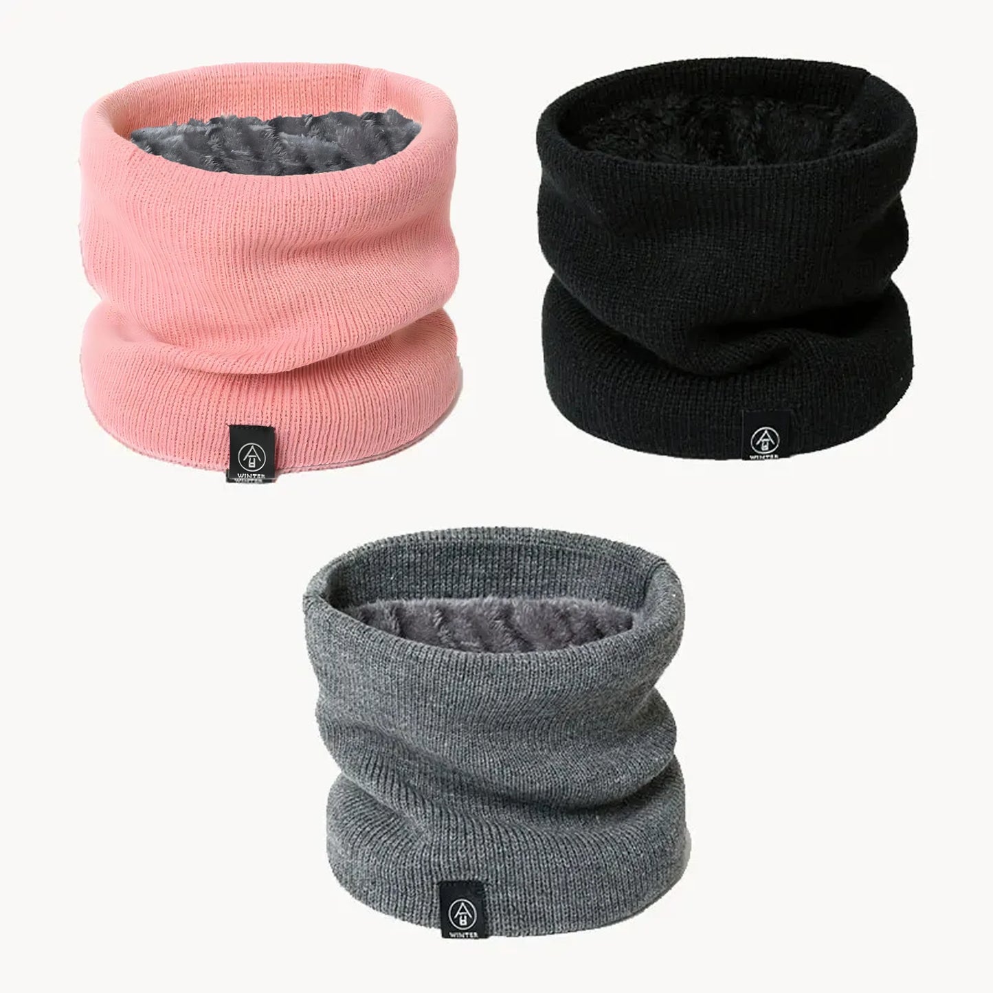 Fashion Knitted Scarf for Women and Men - Solid Cashmere-Like Winter Snood, Thick Wool Fur Neck Scarf Ring, Unisex Warm Accessory