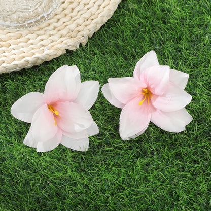 Simulated Orchid Flower Hairpins – White & Pink Hair Clips for Women, Summer Travel Seaside Fashion Headwear