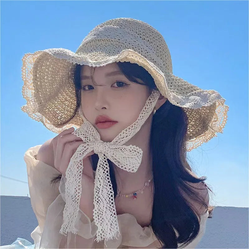 Women’s Wide Brim Sun Hat – Large Foldable Summer Straw Hat with UV Protection for Beach & Outdoor Use