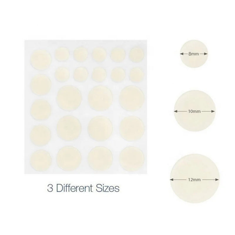 24-Piece Hydrocolloid Acne Patches - Invisible Pimple Spot Stickers in S/M/L Sizes for Face and Body Blemish Coverage