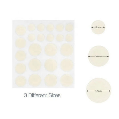 24-Piece Hydrocolloid Acne Patches - Invisible Pimple Spot Stickers in S/M/L Sizes for Face and Body Blemish Coverage
