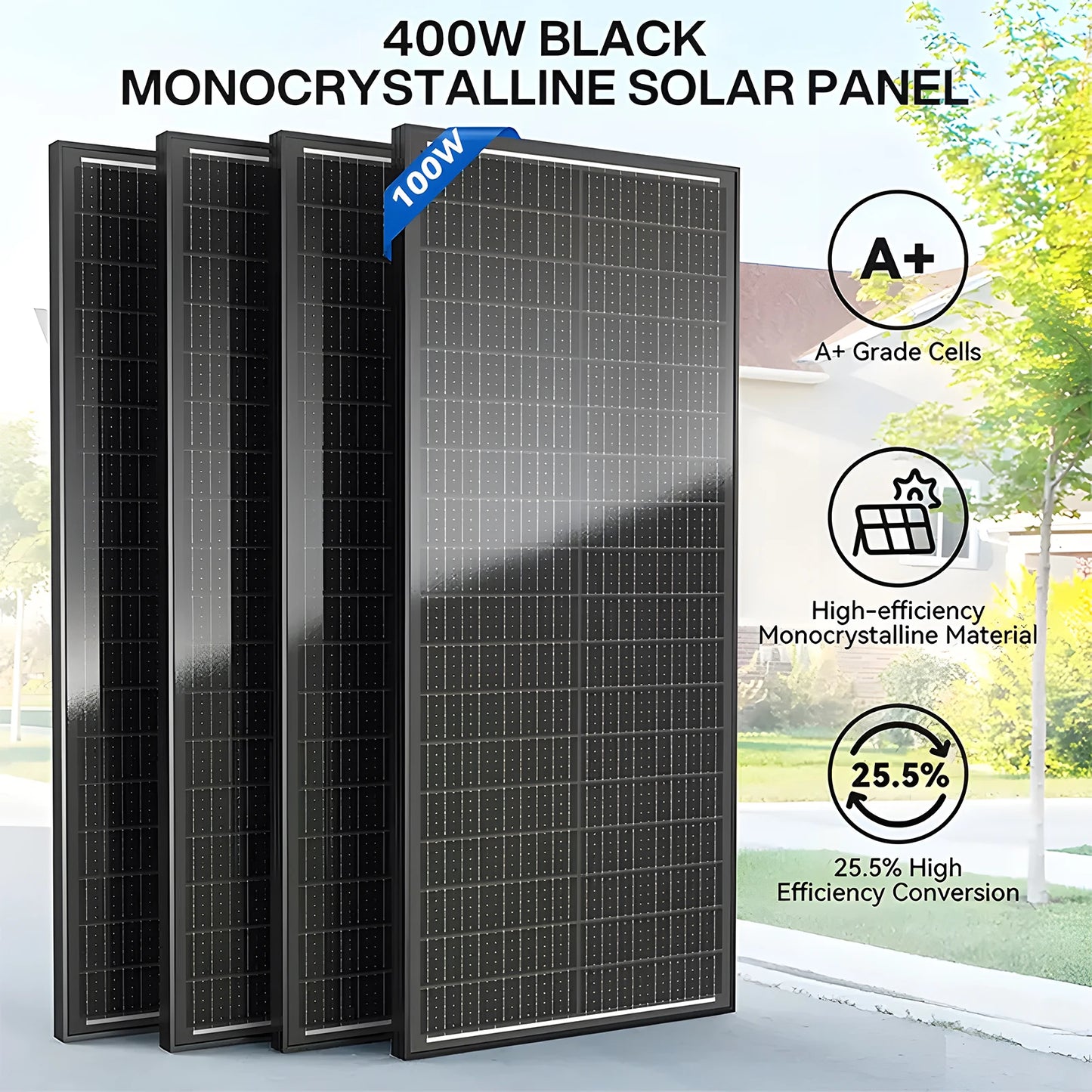 Rvpozwer N-Type Mono Solar Panel - 400W/200W/100W High Efficiency Waterproof Module for RV Marine Yacht Camping & Off Grid Power