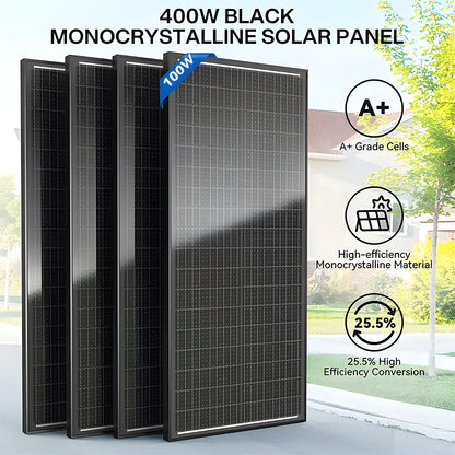 Rvpozwer N-Type Mono Solar Panel - 400W/200W/100W High Efficiency Waterproof Module for RV Marine Yacht Camping & Off Grid Power