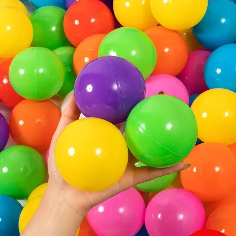 Colorful Baby Plastic Balls — Water Pool & Ocean Wave Balls with Basketball Hoop for Kids, Outdoor Tent Playhouse Toys