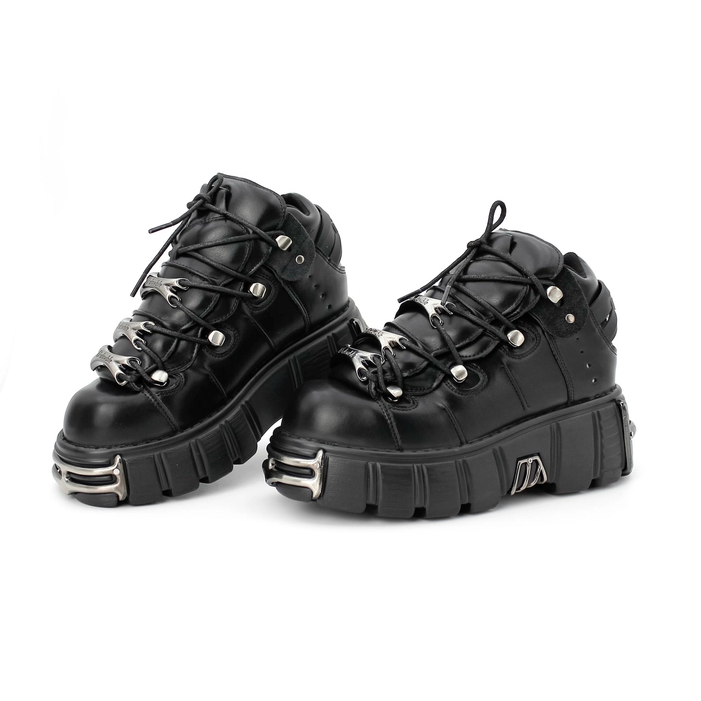 New 2024 Punk Style Women's Platform Shoes – 6CM Lace-Up Rock Boots with Metal Decor