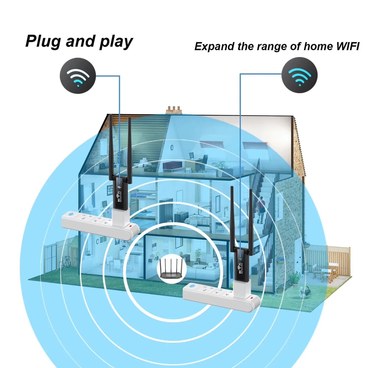 300Mbps USB WiFi Repeater & Signal Booster – Wireless Range Extender Router for Home Network Coverage