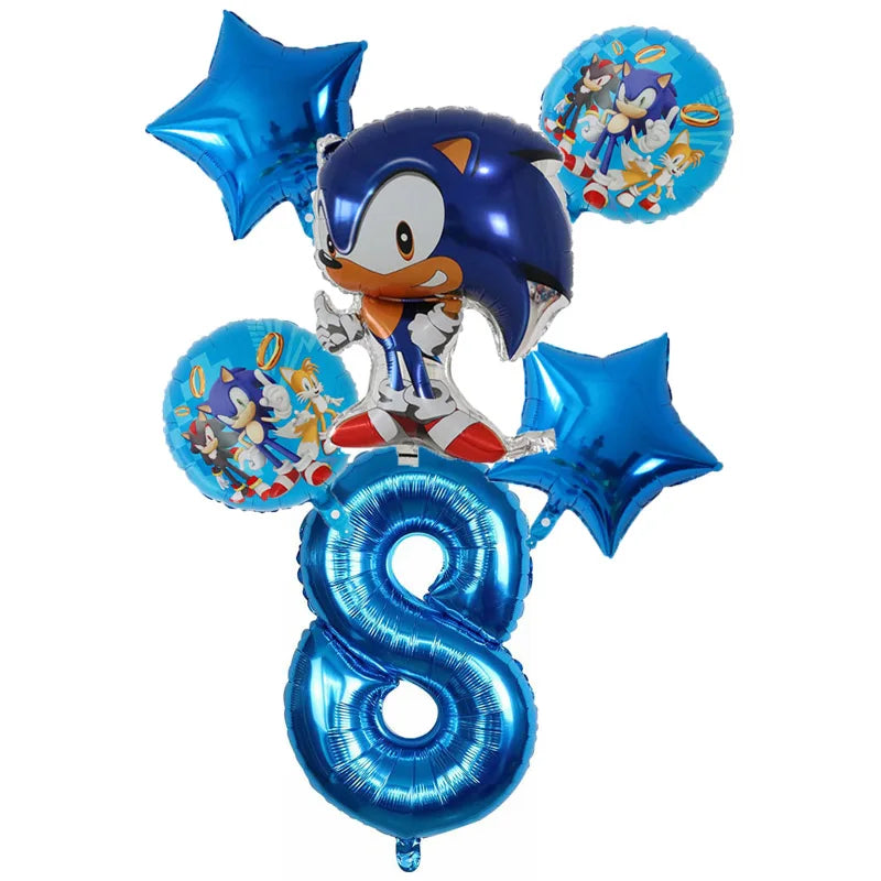 Sonic Cartoon Party Supplies Set – Disposable Tableware with Plates, Cups, Napkins & Balloons for Boys’ Birthday & Baby Shower Decor