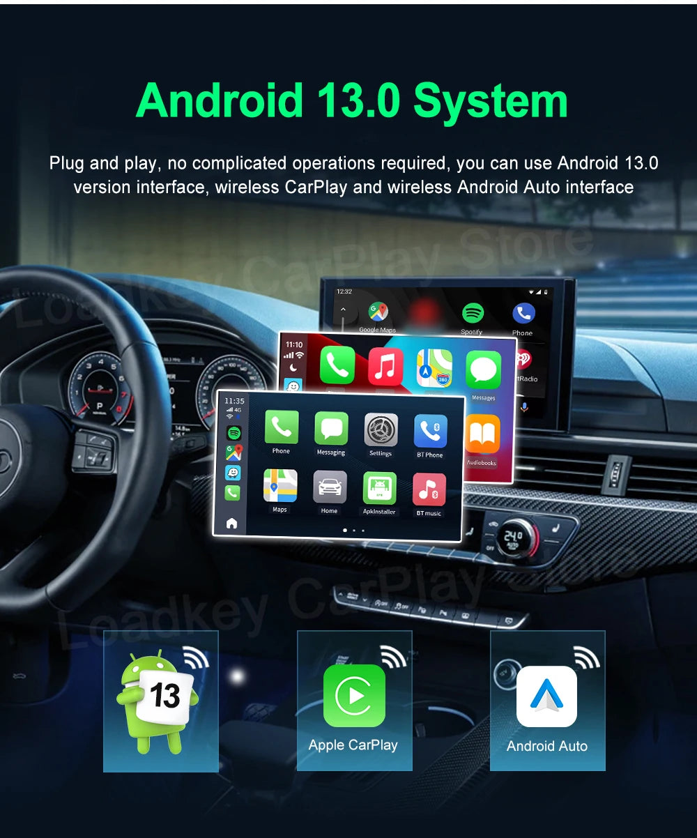 Carlinkit CarPlay AI TV Box Plus — Android 13, 8+128GB, 8-Core QCM6656125, Wireless CarPlay & Android Auto with YouTube, Netflix, 4G LTE