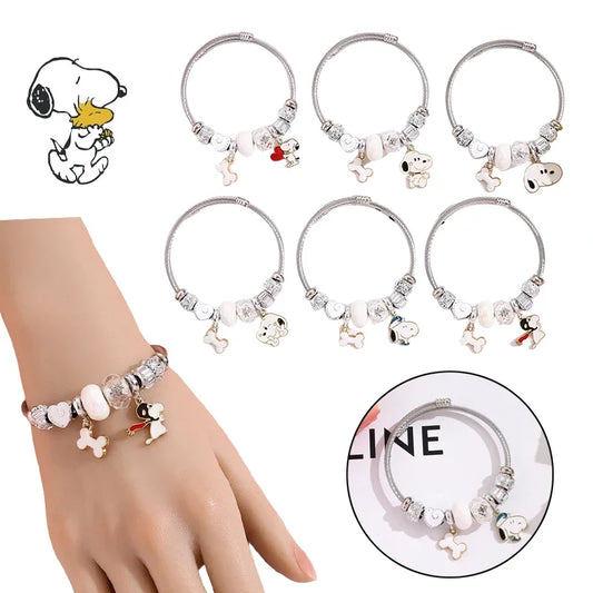 Snoopy Cartoon Bracelet – Adjustable Fashion Wristband for Kids & Adults, Cute Jewelry Gift