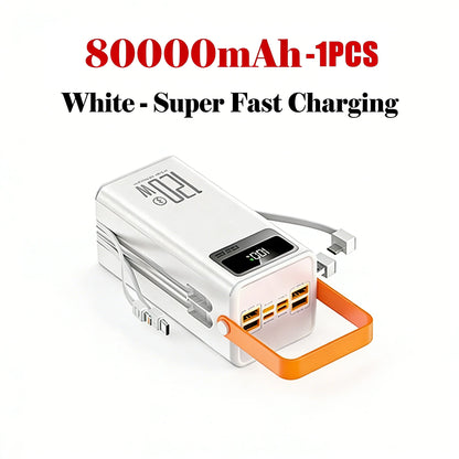 120W 100000mAh Fast Charging Power Bank - Large Capacity Portable Outdoor Power Supply for Camping and Travel
