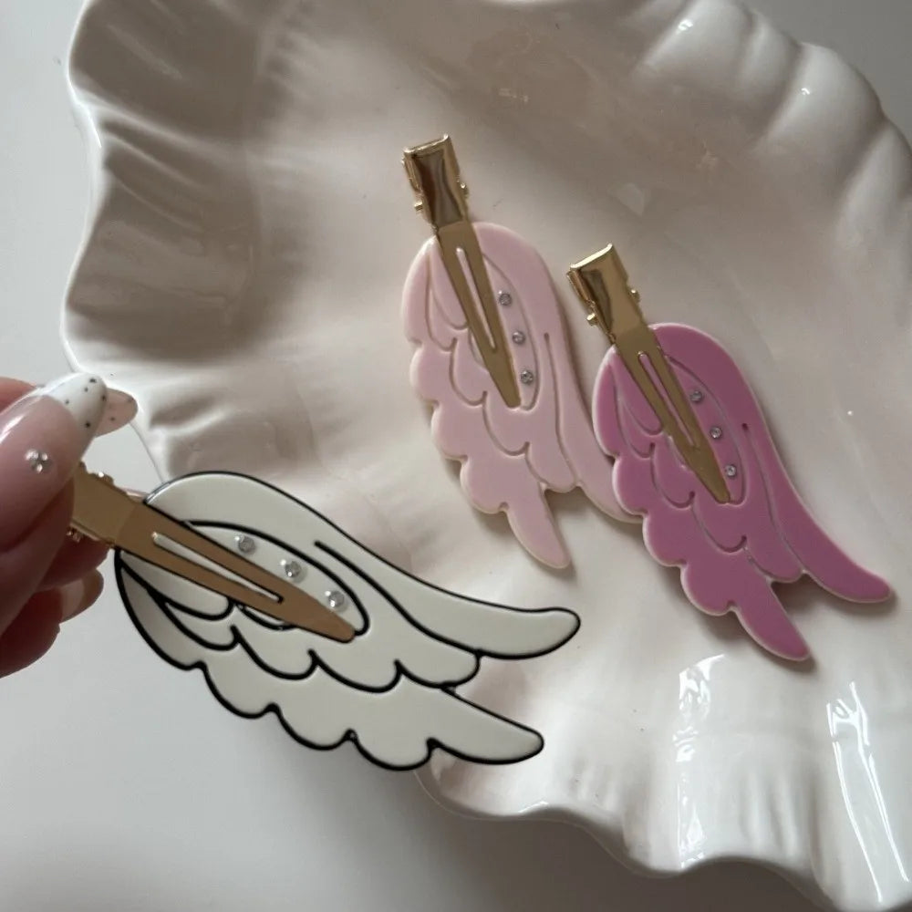 Crystal Rhinestone Hair Clips -  Acetate Wing Hairpins for Women Girls Cosplay and Fashion Accessories