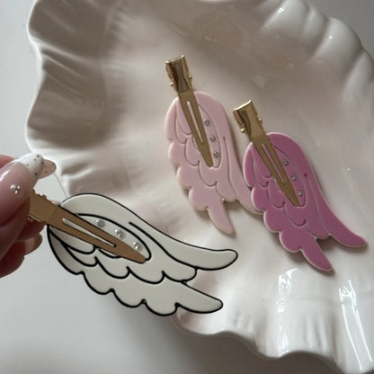 Crystal Rhinestone Hair Clips -  Acetate Wing Hairpins for Women Girls Cosplay and Fashion Accessories