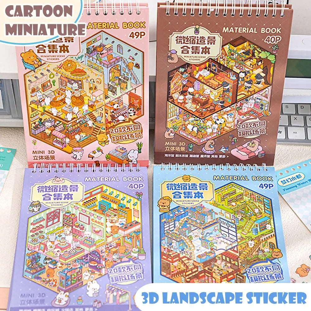 3D Cabin Scene Sticker Book - Layered Cartoon Scene Stickers for DIY Crafts, Creative Play, and Collecting