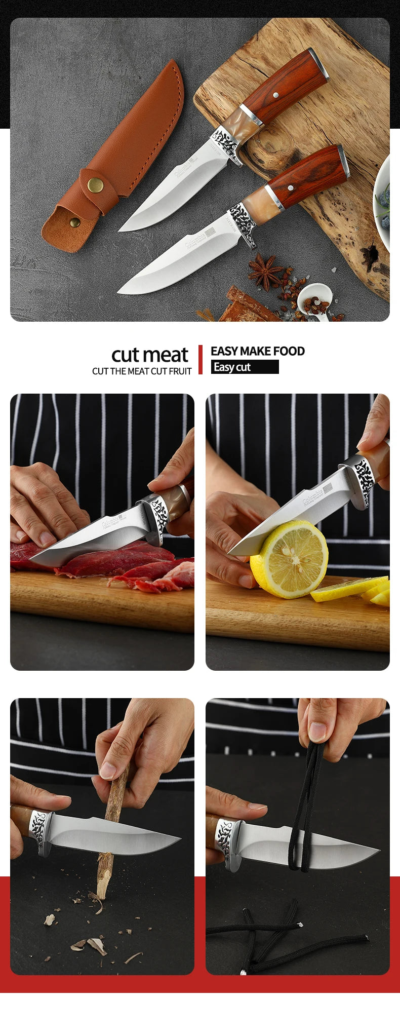 Wild Survival Self-Defense Mini Knife – Portable Stainless Steel Pocket Knife for Outdoor Camping, Fruit & Meat Cutting