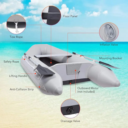 7.5ft Inflatable Dinghy Boat – Portable Raft with Aluminum Alloy Floor, Touring Kayak, Panels, Paddles & Air Pump