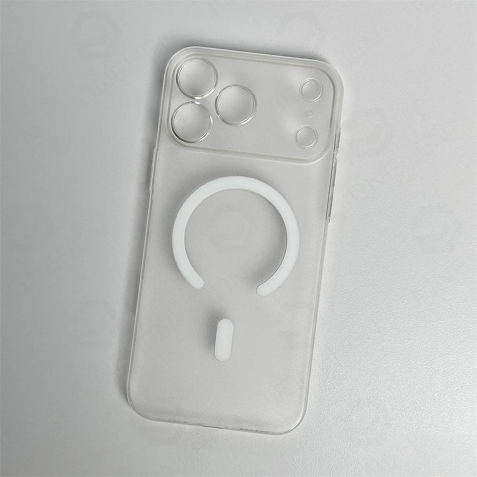 0.7mm Ultra-Thin MagSafe iPhone Case - Matte Clear Hard PC Cover with Magnetic Wireless Charging for iPhone 12–17 Air & Pro Max