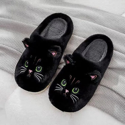 Cute Cat Plush Slippers - Fluffy Winter Indoor Home Shoes for Women & Men with Cozy Furry Design