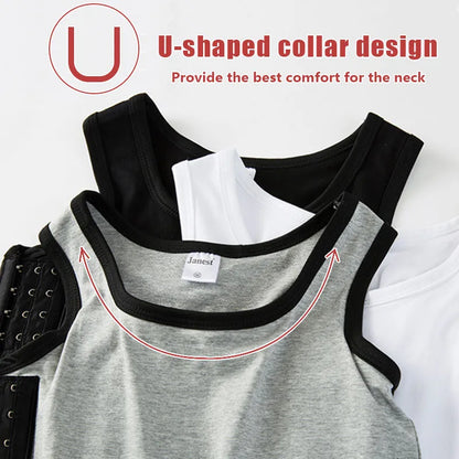 360° Full Coverage Chest Binder – Long-Style Sports Binder with 3-Row Buckle, Comfortable & Breathable
