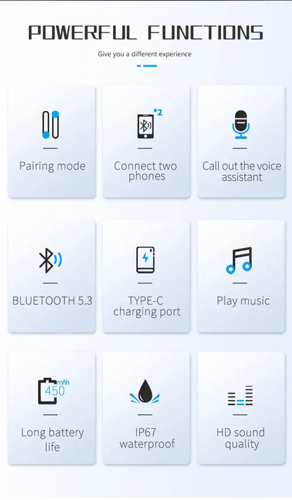 Bluetooth 5.3 Wireless Motorcycle Helmet Headset – Hands-Free Call & Music Player, Waterproof Earphones for Moto Helmets
