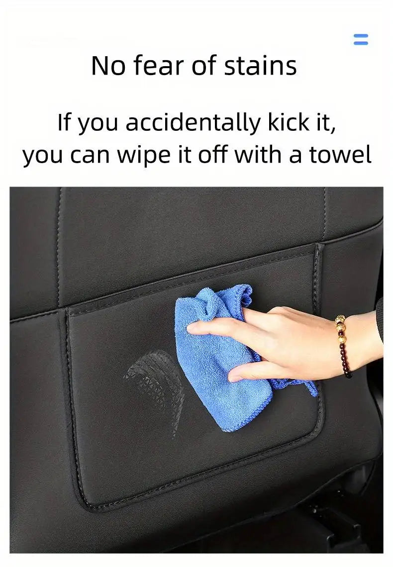 Car Seat Back Protective Mat – Anti-Kick Leather Scratch Protector for Tesla Model 3/Y Full Seat Accessories