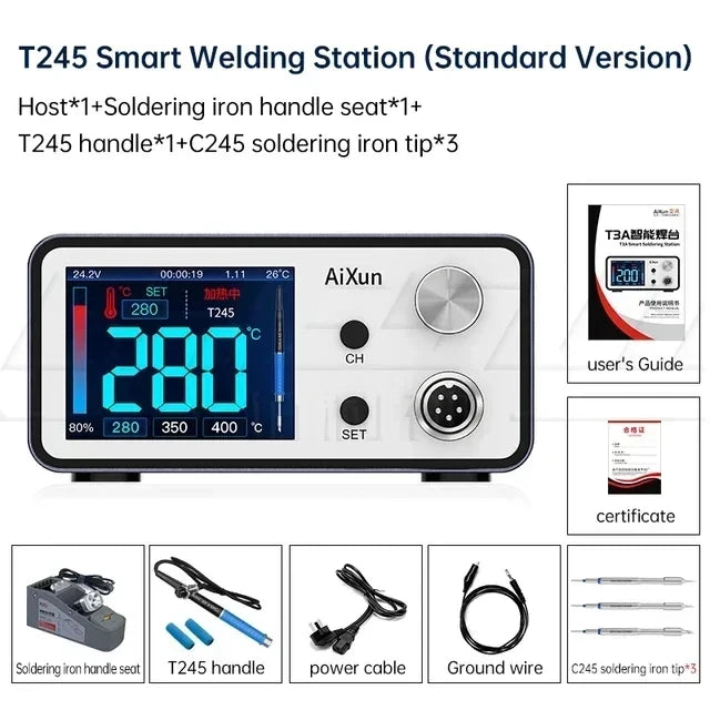 Aixun 200W T3A Smart Soldering Station – T12/T245 Handle for PCB & BGA Motherboard Welding Repair Tools