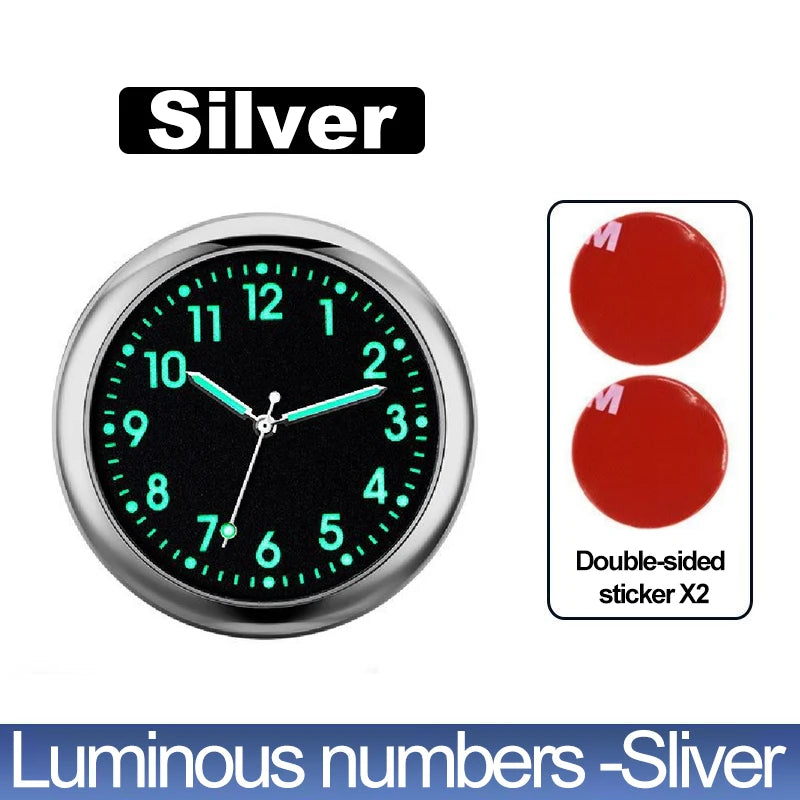 Luminous Stick-On Car Clock – Mini Quartz Digital Dashboard Watch, Glow-in-the-Dark Auto Interior Time Ornament & Car Accessory Gift