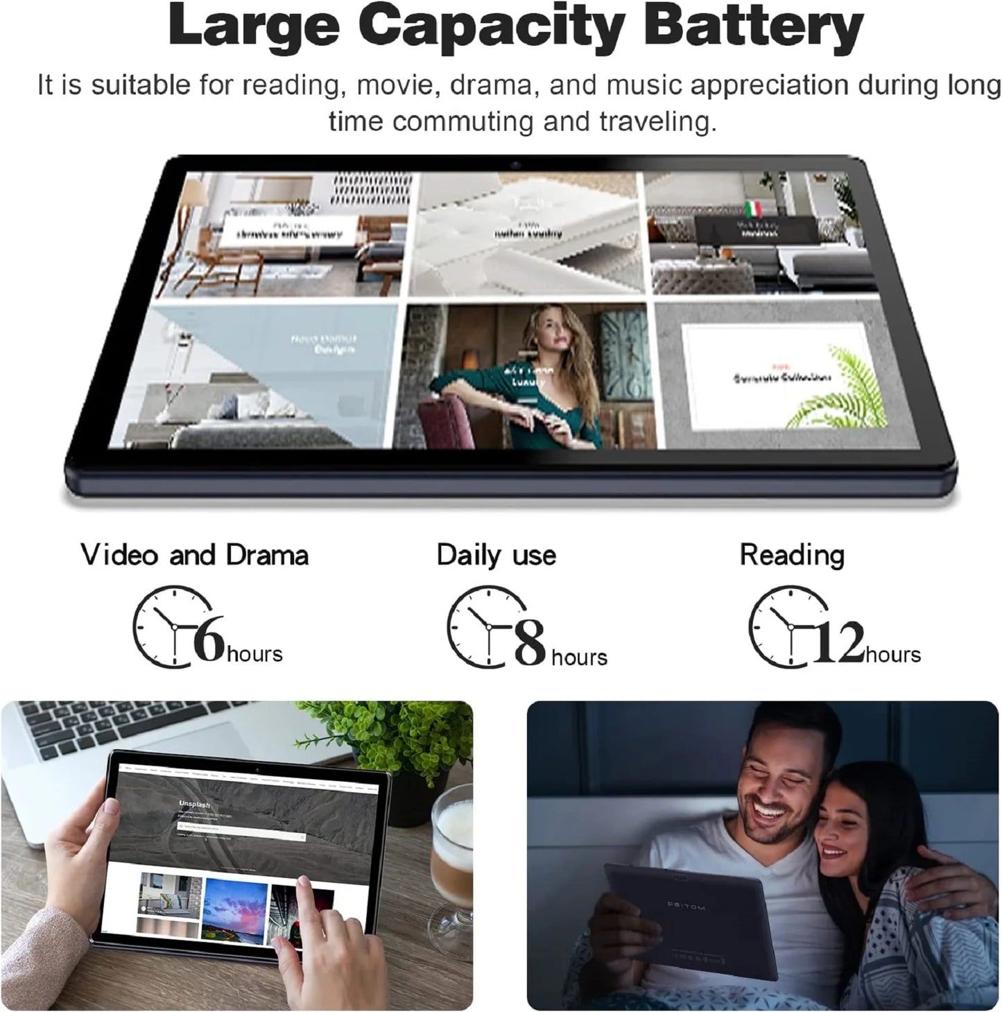 PRITOM 10" Tablet PC – Android 13, 64GB, Quad-Core, SIM Slot, WiFi, GPS & 3G Phone Call Support