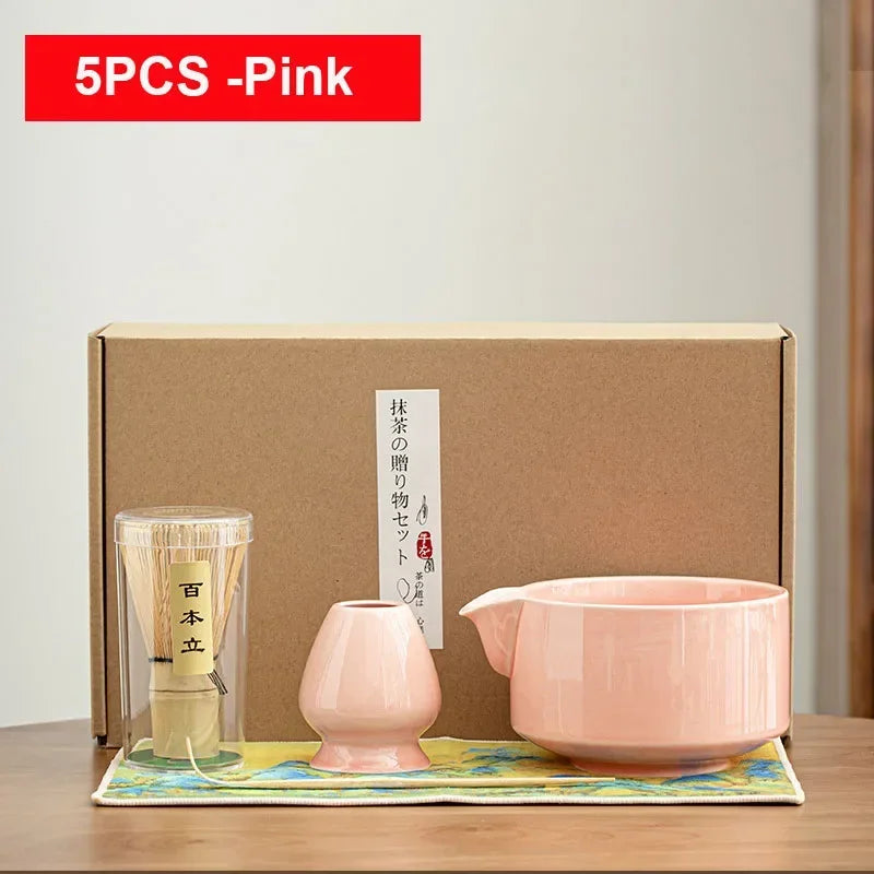4/6Pcs Bamboo Matcha Tea Whisk Set – Scoop, Brush, Strainer & Bowl for Japanese Tea Ceremony