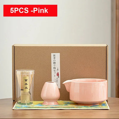 4/6Pcs Bamboo Matcha Tea Whisk Set – Scoop, Brush, Strainer & Bowl for Japanese Tea Ceremony