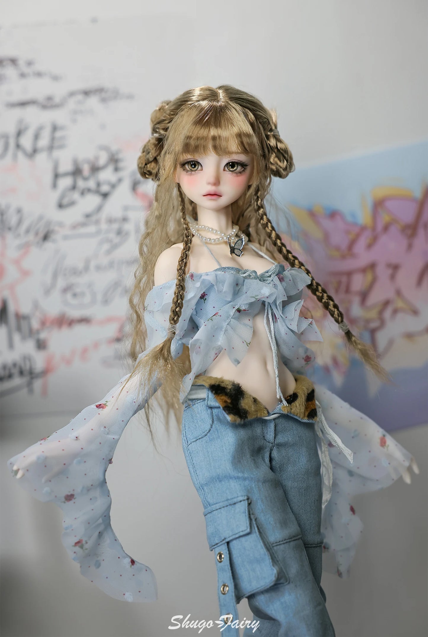 Shugafairy Kikyou D 1/4 BJD Doll – Fullset Street Girl with Big Chest, Summer Carnival Y2K Style Ball-Jointed Fashion Doll Toy