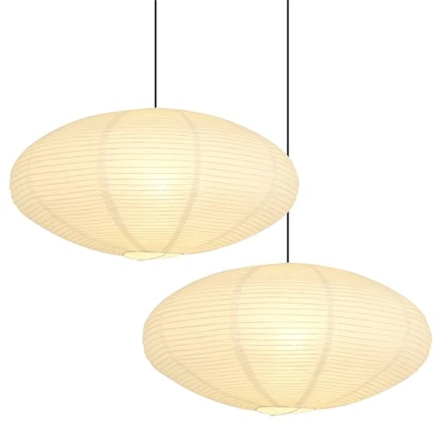 2PCS White Oval Paper Lantern Lampshades - Foldable Hanging Ceiling Light Decor for Home