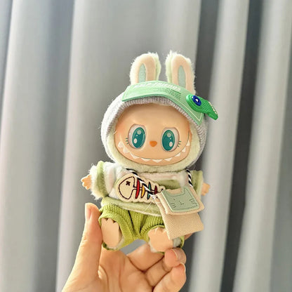 17cm Labubu Idol Dolls Clothes - Kpop EXO DIY Accessories, Cute Mini Plush FEAR Hoodie Se