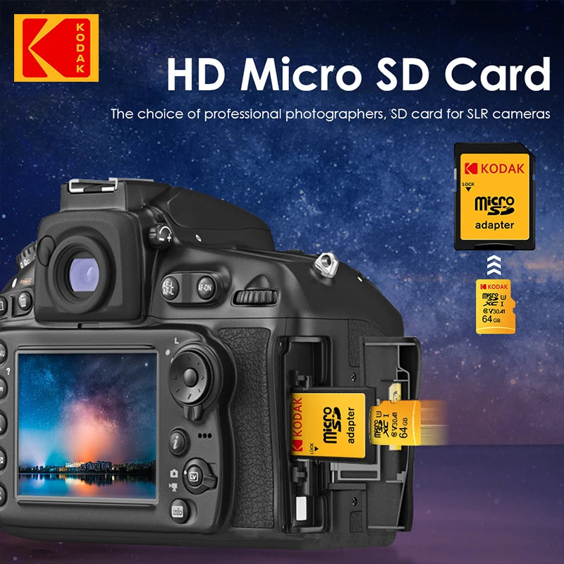 KODAK Micro SD Memory Card – 32GB MicroSDHC & 64GB MicroSDXC with Adapter, Class 10 A1 TF Flash Card