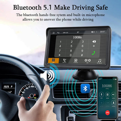 HIPPBQCC 7-Inch Car Radio – CarPlay & Android Auto Multimedia Player, Touch Screen, USB/AUX, Rear View Camera Compatible