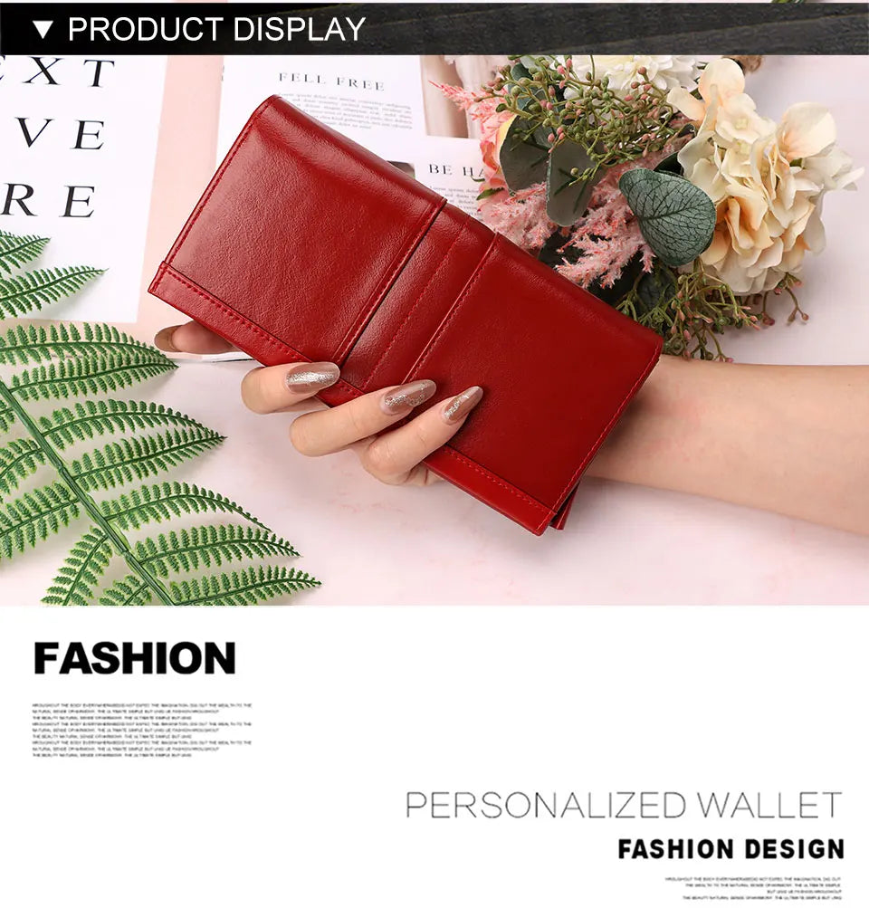 Women’s Genuine Leather Clutch Wallet – RFID Blocking Phone Purse with Zipper Pocket & Card Holder