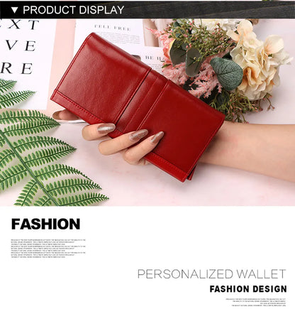Women’s Genuine Leather Clutch Wallet – RFID Blocking Phone Purse with Zipper Pocket & Card Holder