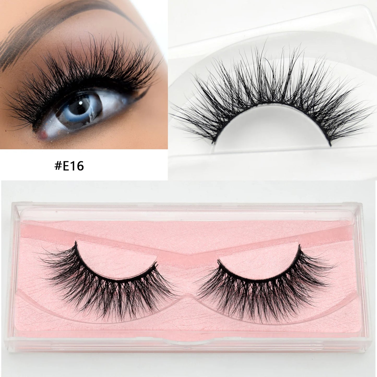 3D Real Mink False Eyelashes – Thick Handmade Strip Lashes with Glitter Packing for Makeup Beauty D101