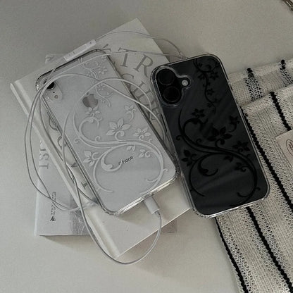 Art Flower Phone Case - Shockproof Transparent Cover for iPhone 17, 16, 15, 14 & More