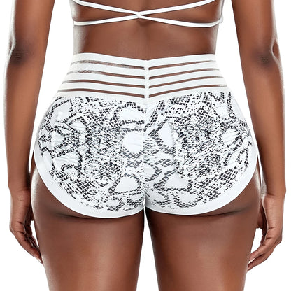Animal Printed High Waist Yoga Shorts: Women's Fitness Leggings with Scrunch Butt - Breathable Gym Workout Jogging Clothes